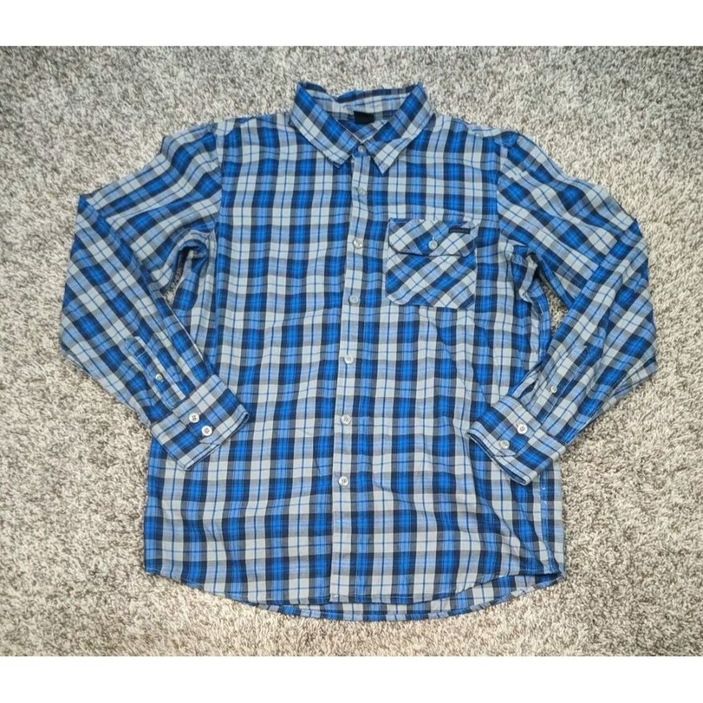 Oakley Shirt Mens Medium Blue Plaid Button Up Long Sleeve Pocket